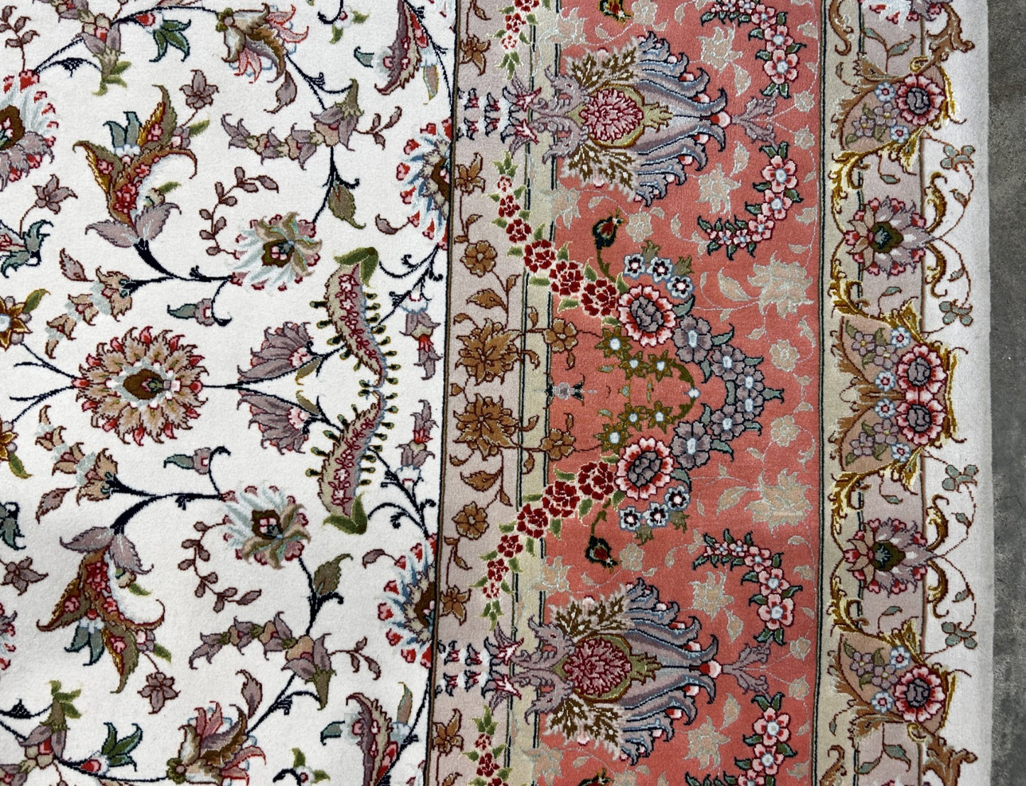 8'3"x11'6" Very Fine Hand-Knotted Wool & Silk Tabrize Area Rug - Signed