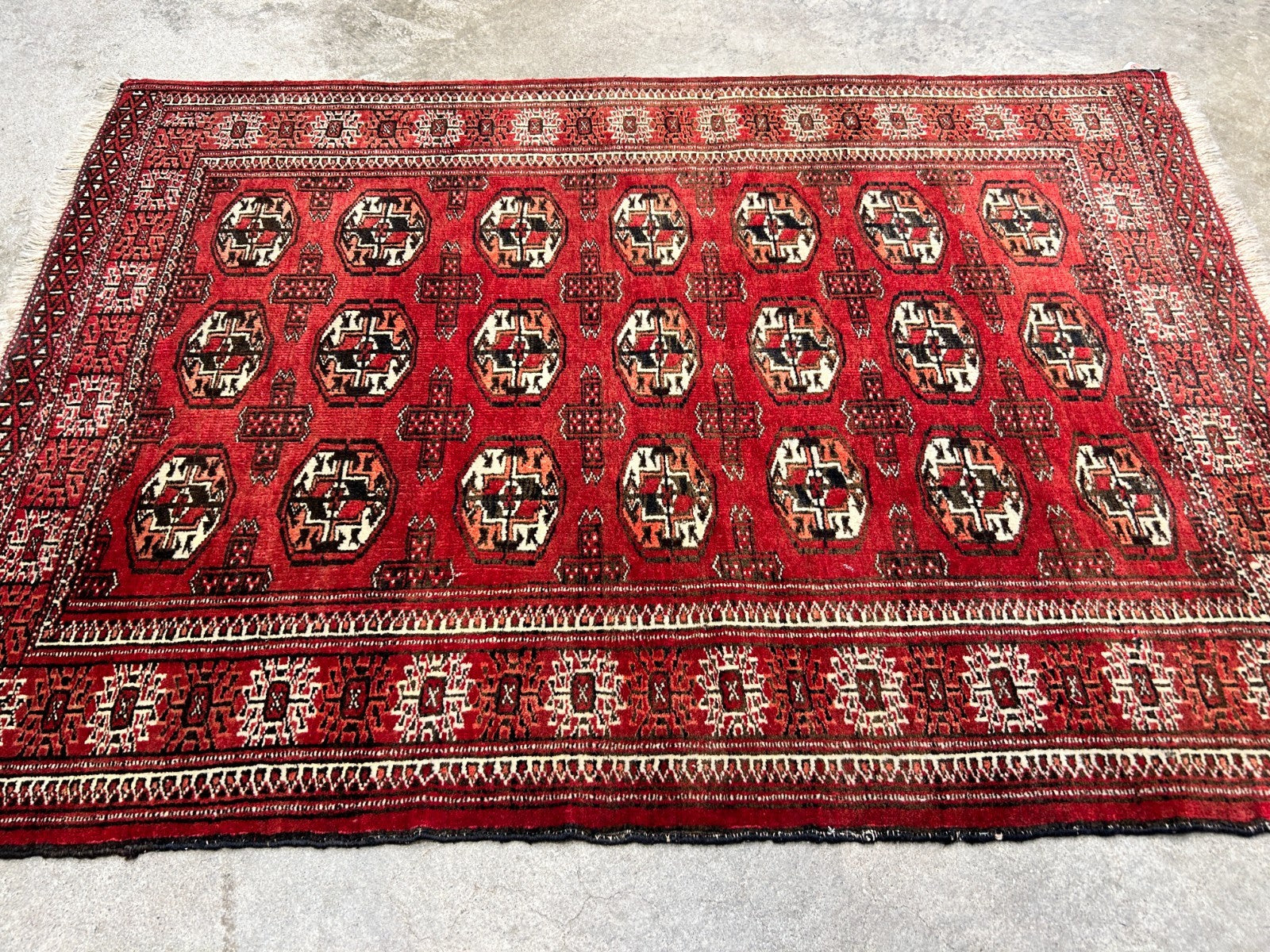 3'x4'2" Hand-Knotted 100% Wool Pile Turkaman Bokhara Rug