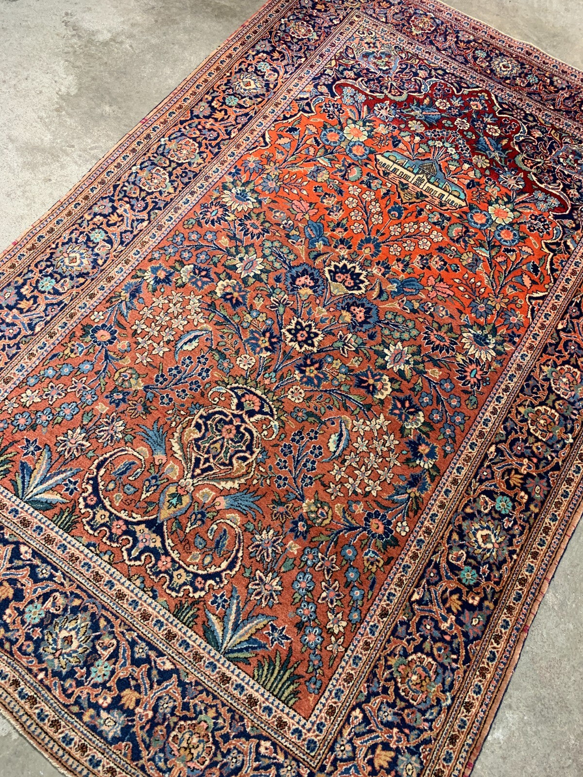 Collector Item -  4'5" x 6'8'' Antique Hand-Knotted 100% Wool Kashane Rug