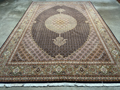 6'7"x9'7" Fine Hand-Knotted Wool & Silk Blend Tabrize Mahi Carpet - Area Rug