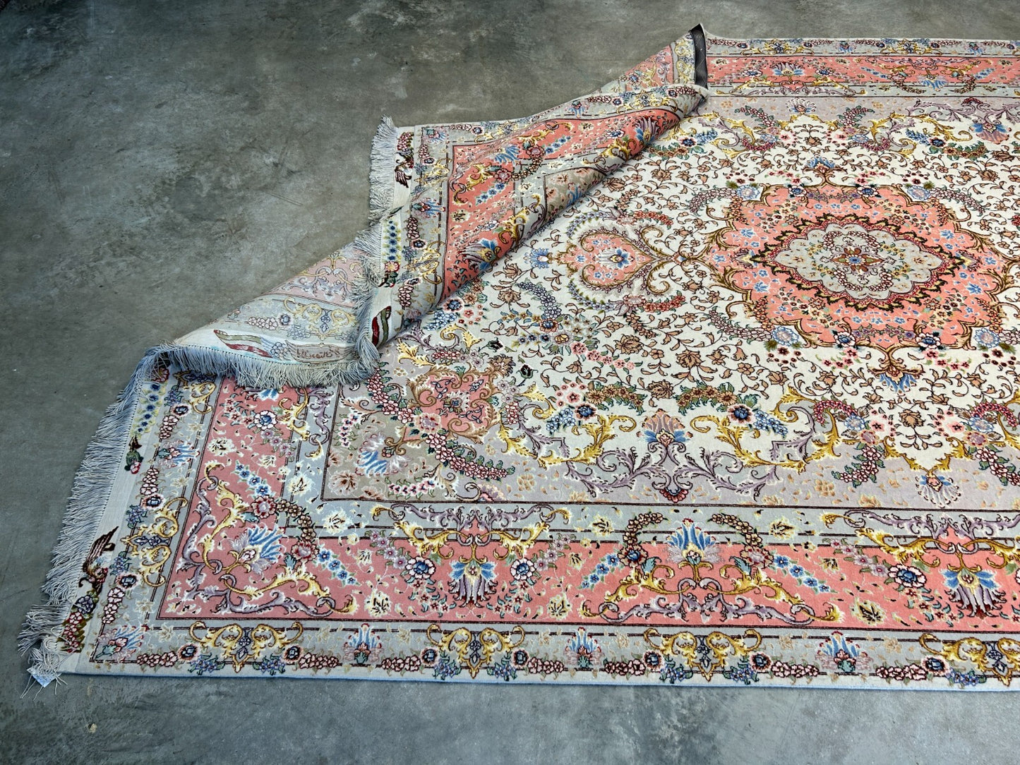 6'8"x10'3" Extra-Fine Signed Hand-Knotted Wool & Silk Tabrize Rug - Area Carpet