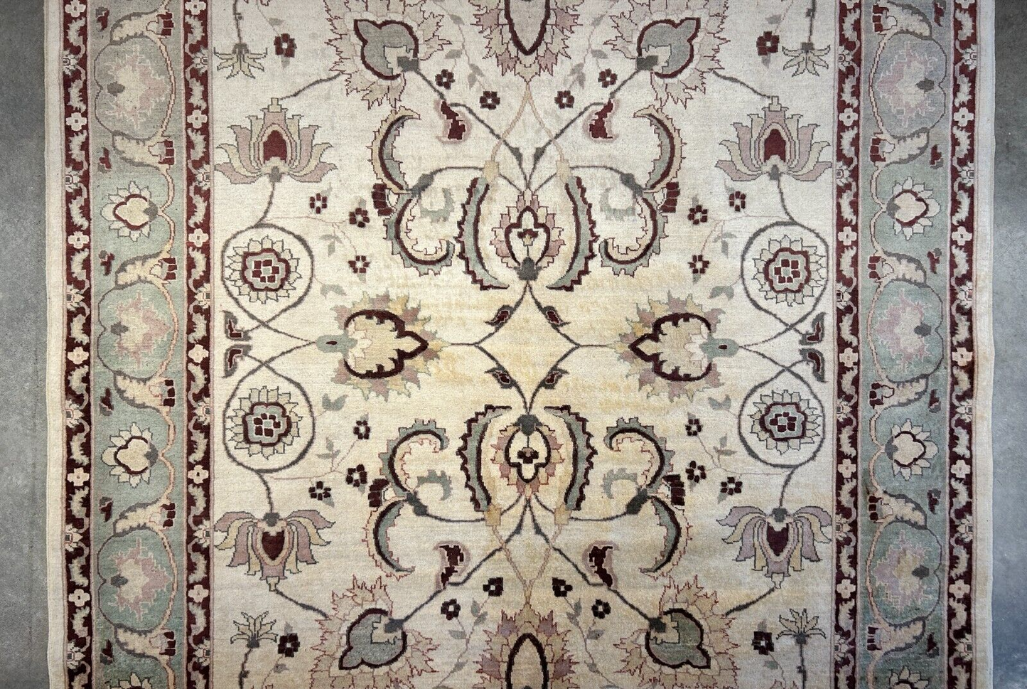 7'1"x9'1" Hand-Knotted 100% Wool Pile Indian Arut Carpet - Area Rug