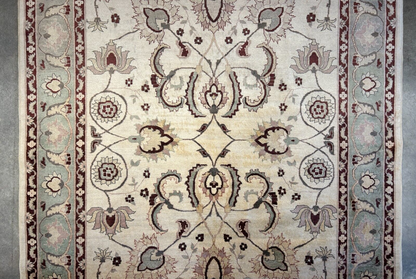 7'1"x9'1" Hand-Knotted 100% Wool Pile Indian Arut Carpet - Area Rug