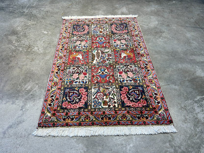 3'5"x5'2" Hand-Knotted 100% Lamb Wool Bakhtiarie Carpet - Area Rug