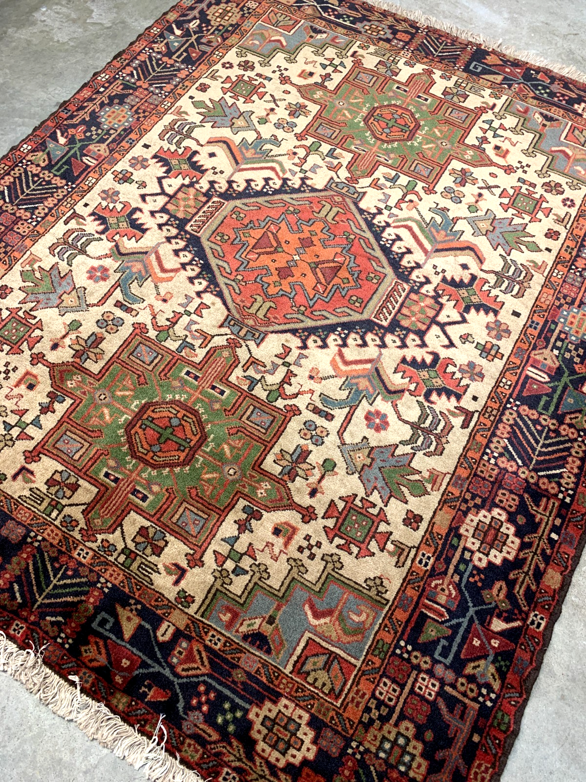 5'0"x6'1" Hand-Knotted 100% Wool Pile Karaja Area Rug - Carpet
