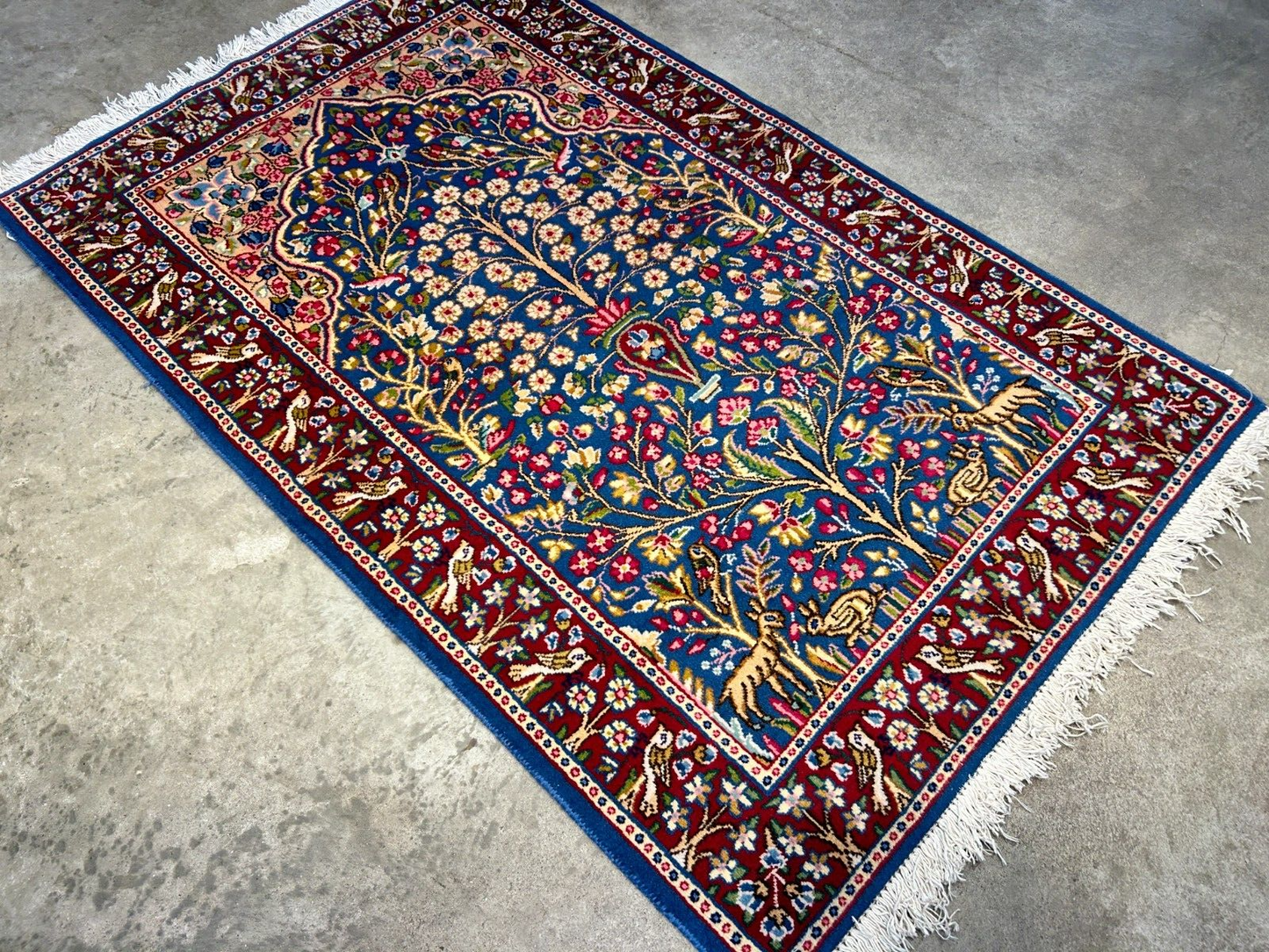 3'x4'9" Hand-Knotted 100% Wool Pile Tree of Life Carpet - Kermane Area Rug