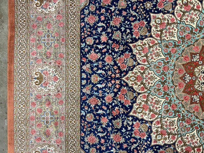 9'11"x13'6" Exquisite Signed Hand-Knotted 100% Silk Qume Rug