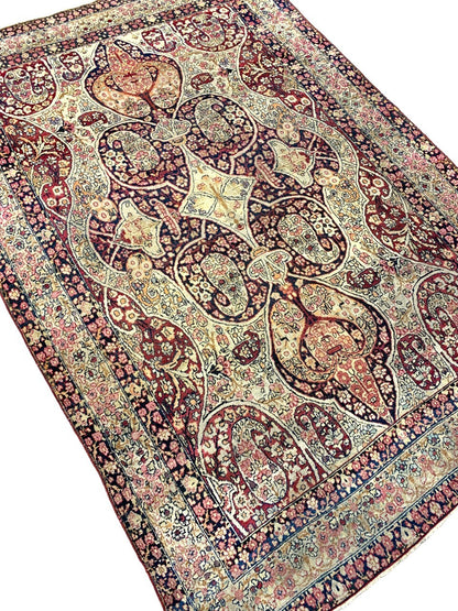 4'5" x 6'6'' Antique Hand-Knotted 100% Wool Ravare Kermane Rug