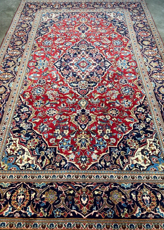 6'5"x10'6'' Hand-Knotted 100% Wool Pile Kashane Area Rug - Area Carpet