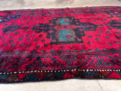 4'10" x 8'10" Hand-Knotted 100% Wool Pile Hamadane Area Rug - Carpet