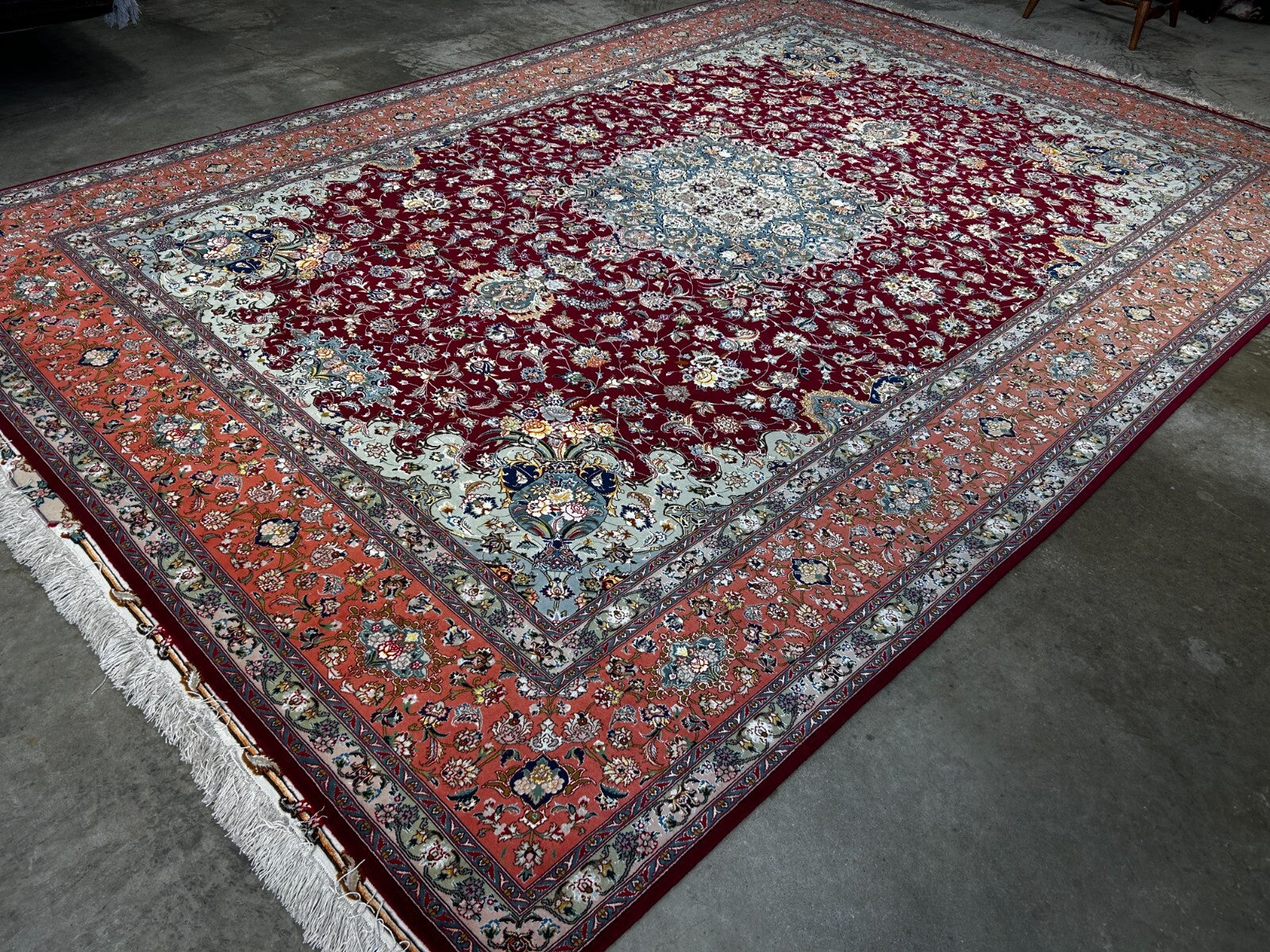 8'x11'7" Extra-Fine 70 Line Silk Foundation Hand-Knotted Wool & Silk Tabrize Rug