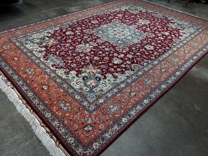 8'x11'7" Extra-Fine 70 Line Silk Foundation Hand-Knotted Wool & Silk Tabrize Rug