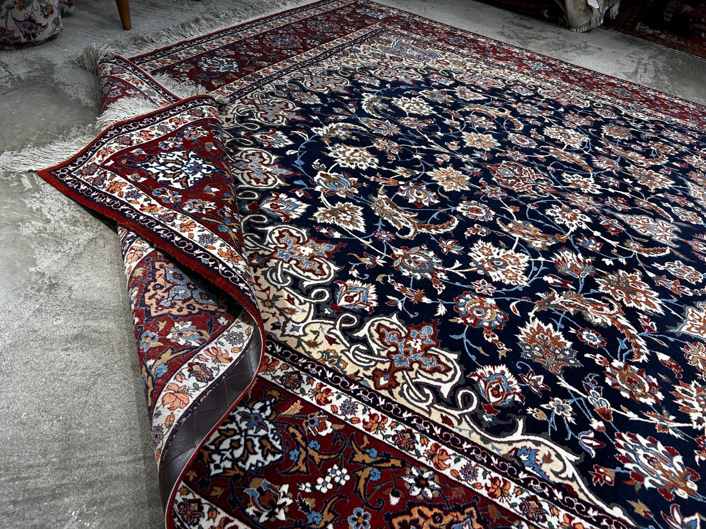 7'9"x12'8" Extra Fine Hand-Knotted Wool & Silk Isfahane Seirafian Rug