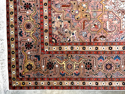 8'1"x11'10'' Fine Hand-Knotted Very Fine Wool Pile Tabrize Herize Area Rug