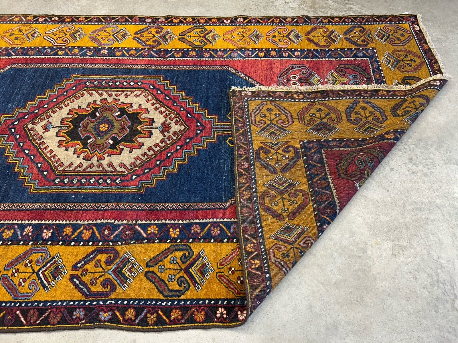 4'2"x8'1" Antique Hand-Knotted 100% Wool Pile Kazak Caucasian Area Rug - Carpet