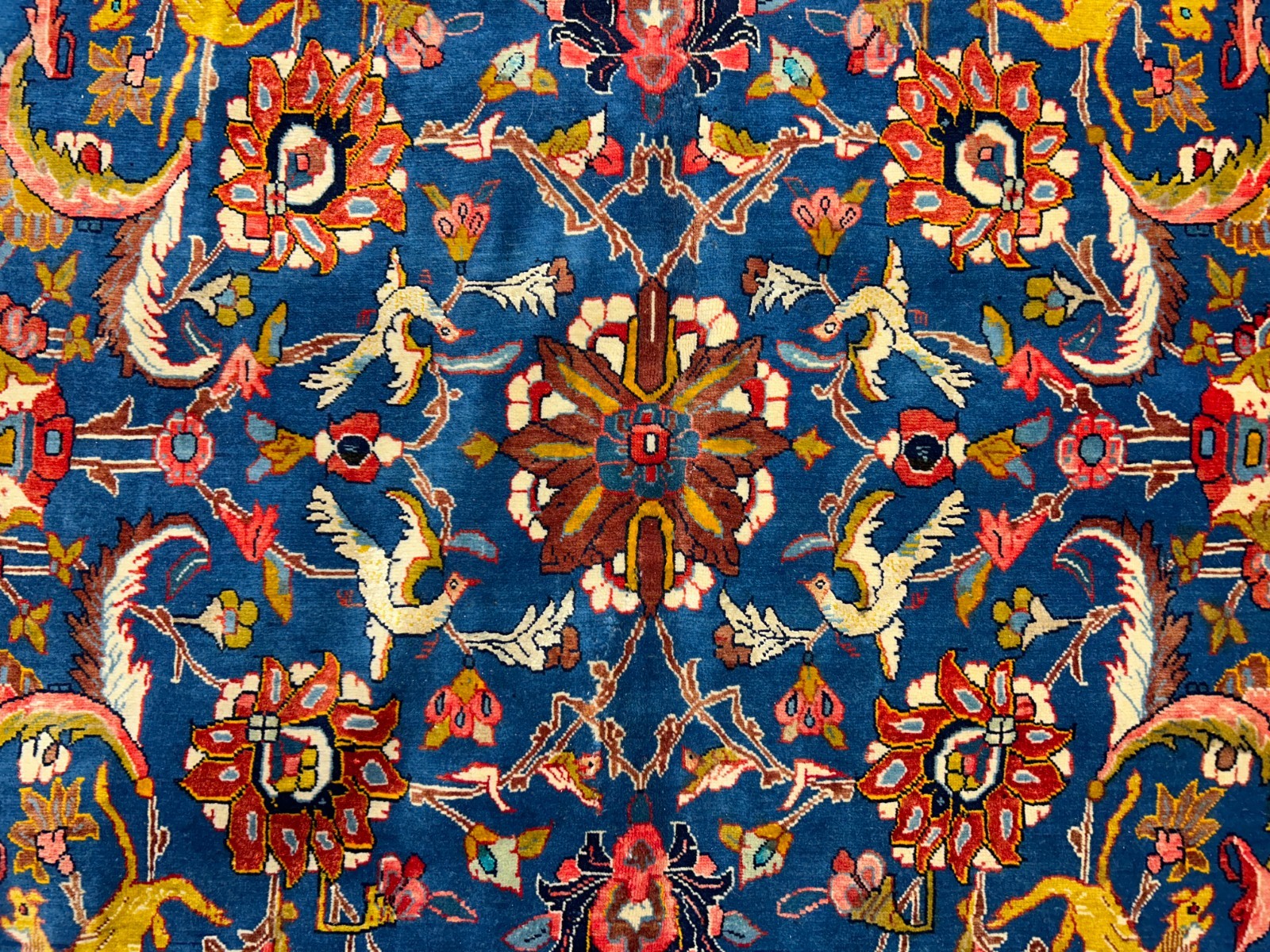 Collector Item - 10'6"x15'7" Antique Hand-Knotted Wool & Silk Varamine Area Rug