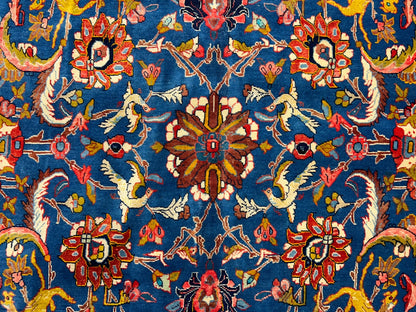 Collector Item - 10'6"x15'7" Antique Hand-Knotted Wool & Silk Varamine Area Rug