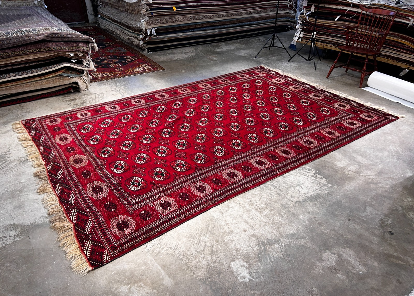 7'6" x 11'5'' Hand-Knotted 100% Wool Pile Turkamane Area Rug - Carpet