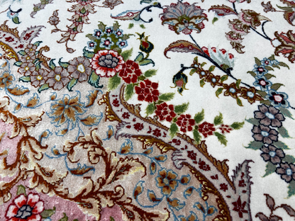 8'3"x11'6" Very Fine Hand-Knotted Wool & Silk Tabrize Area Rug - Signed