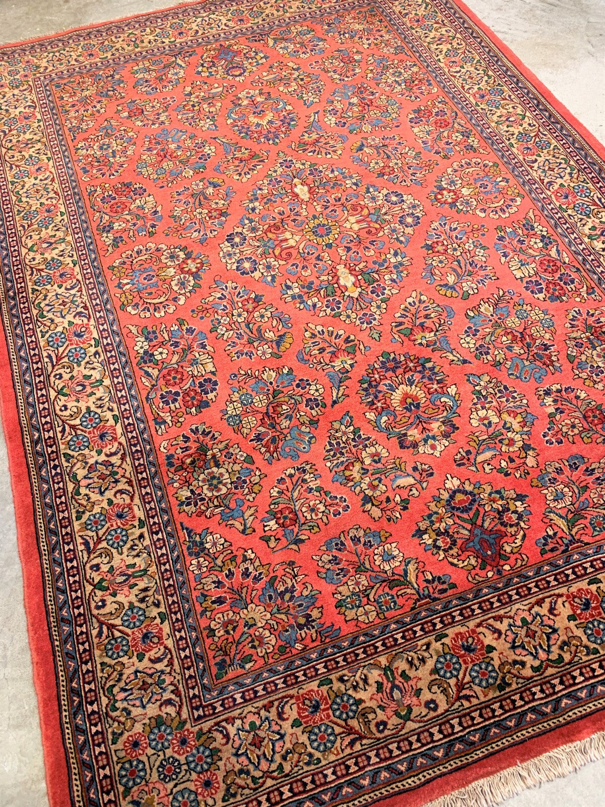 5'9"x8'2" Hand-Knotted 100% Wool Pile Sarouke Carpet - Area Rug