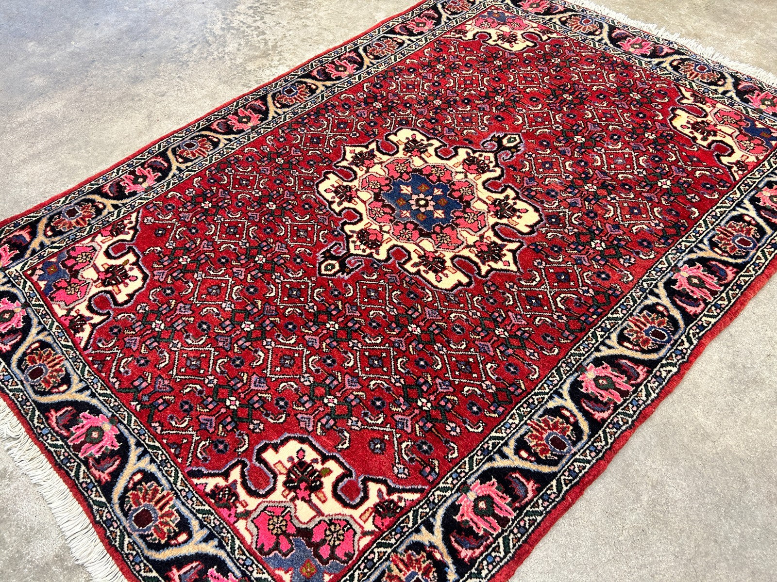 3'7"x5'3" Hand-Knotted 100% Wool Pile Persiane Tribal Bijare Rug