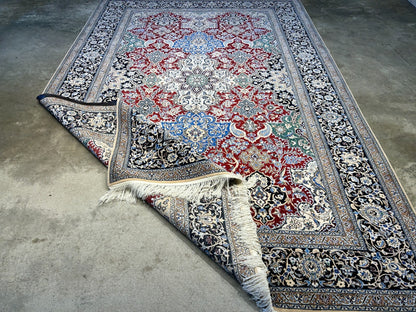 6'8"x10' Very Fine Hand-Knotted Wool & Silk Naine Rug - Area Carpet