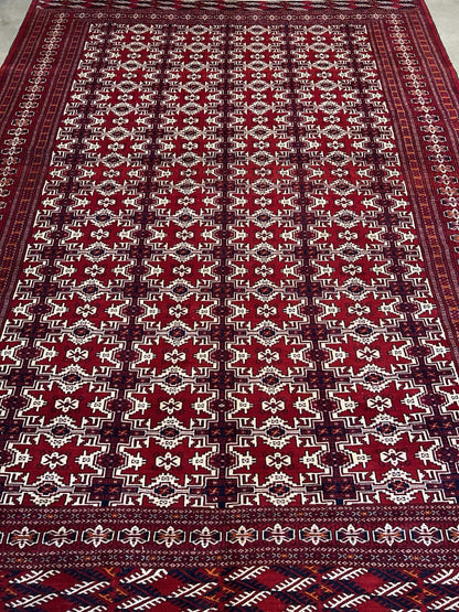 7’7”x10’ Hand-Knotted 100% Wool Pile Bokhara Area Rug - Carpet