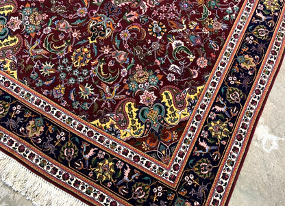 4'9"x6'10" Very Fine Hand-Knotted Wool & Silk Blend Tabrize Carpet - Area Rug