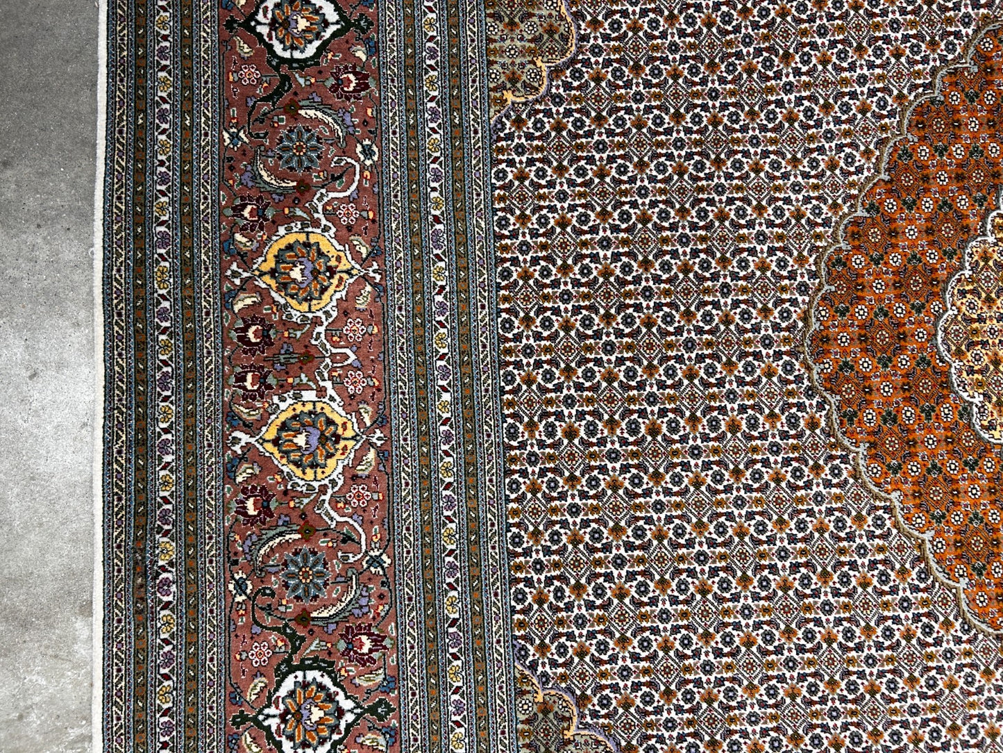 8'4"x11' Hand-Knotted Silk & Wool Tabrize Fish Style  Rug - Carpet