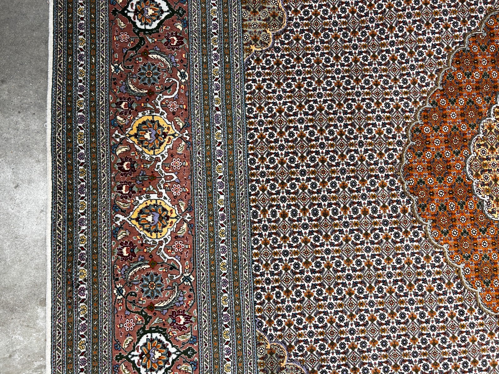 8'4"x11' Hand-Knotted Silk & Wool Tabrize Fish Style  Rug - Carpet