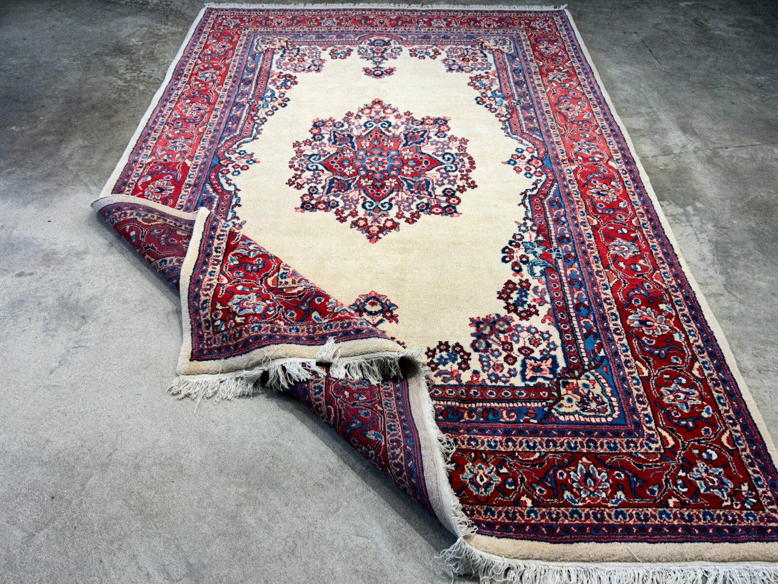 6'2"x9' Hand-Knotted 100% Wool Pile Sarouke Carpet - Area Rug