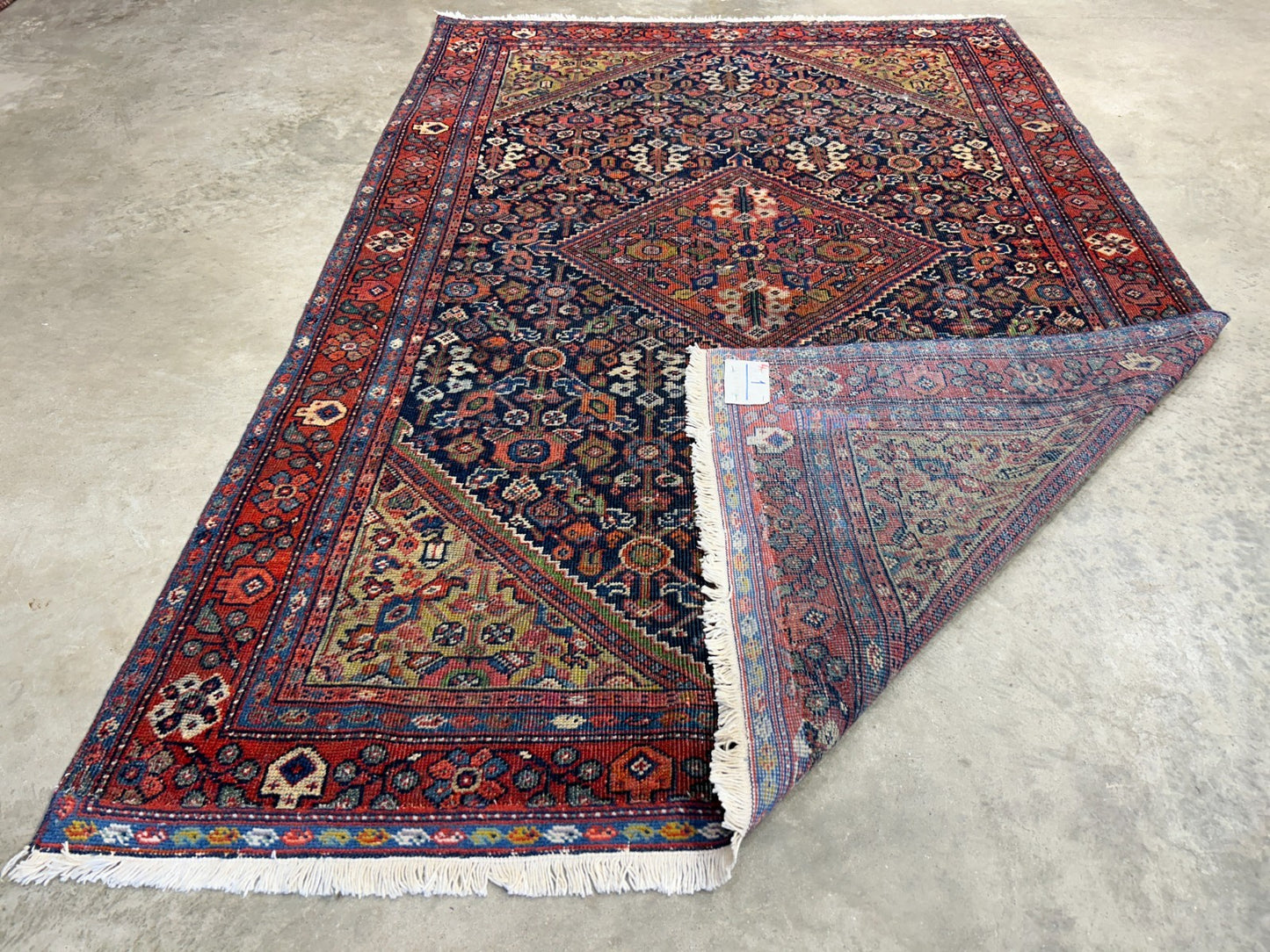 4'4"x6'6" Antique Hand-Knotted 100% Wool Pile Sennehe Area Rug - Carpet