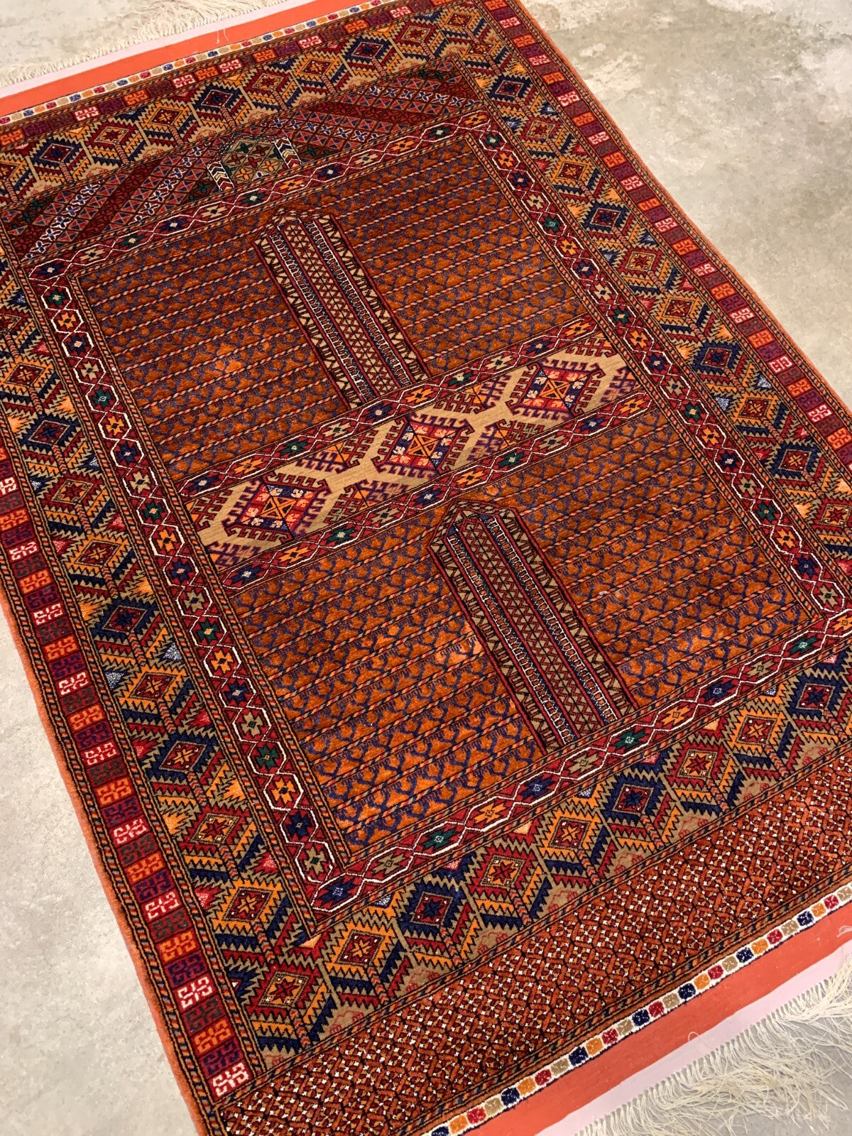 3'10" x 6'0" Extra-Fine Hand-Knotted Wool / Silk  Afghan Hatchli Area Rug - Carp