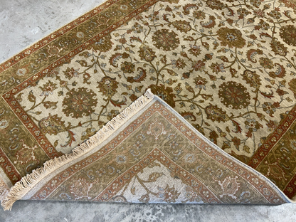 4'2"x6' Fine Hand-Knotted 100% Wool Pile All-Over Area Rug - Carpet