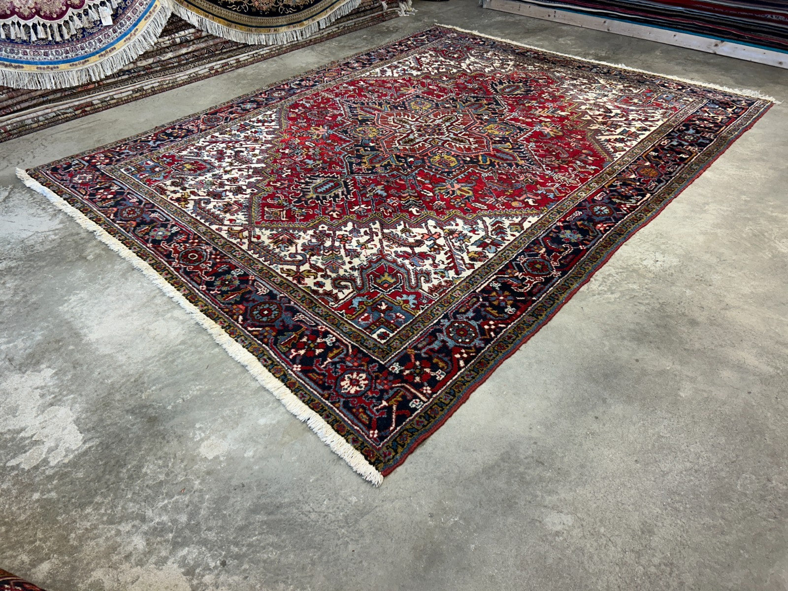 8'2"x10'8" Vintage Hand-Knotted 100% Wool Pile Herize Area Rug - Carpet