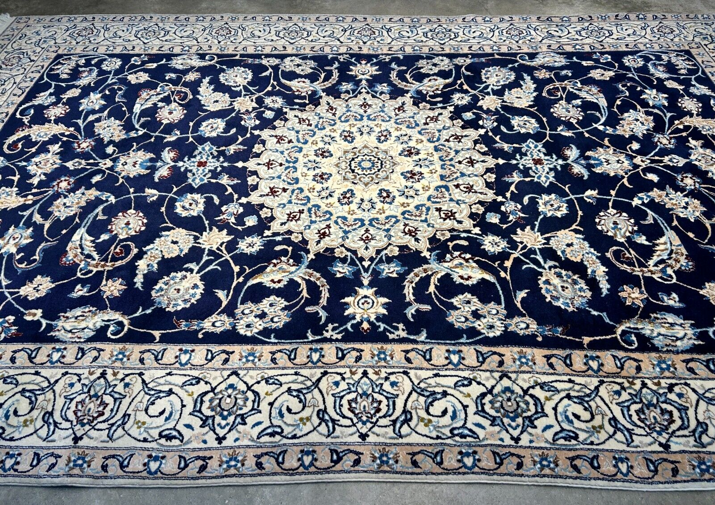 6'5"x10'1" Fine Hand-Knotted Wool & Silk Naine Rug - Area Carpet