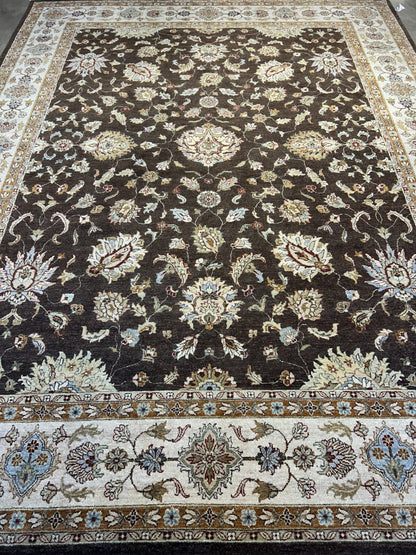 9'x11'10" Hand-Knotted 100% Wool Pile Pishawar Rug