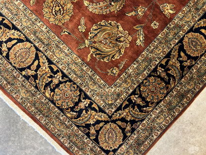 8'10"x12'3" Hand-Knotted 100% Wool Pile Indian Rug