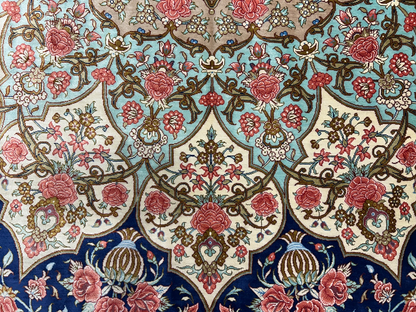 9'11"x13'6" Exquisite Signed Hand-Knotted 100% Silk Qume Rug