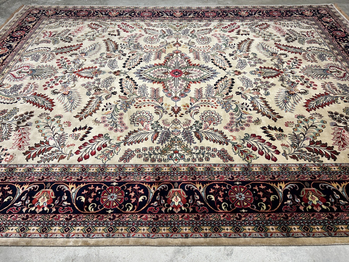 9'x12' Hand-Knotted 100% Lamb Wool Pile Sarouk Carpet - Area Rug