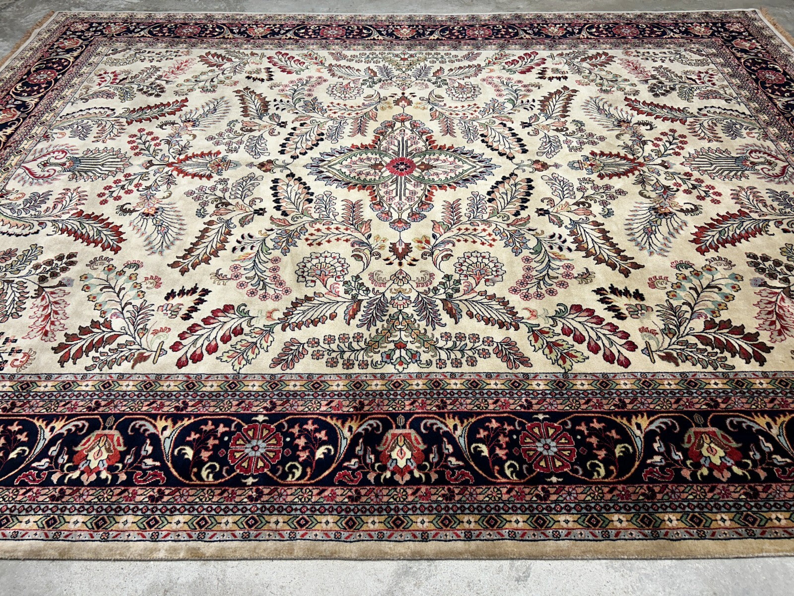 9'x12' Hand-Knotted 100% Lamb Wool Pile Sarouk Carpet - Area Rug