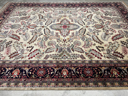 9'x12' Hand-Knotted 100% Lamb Wool Pile Sarouk Carpet - Area Rug