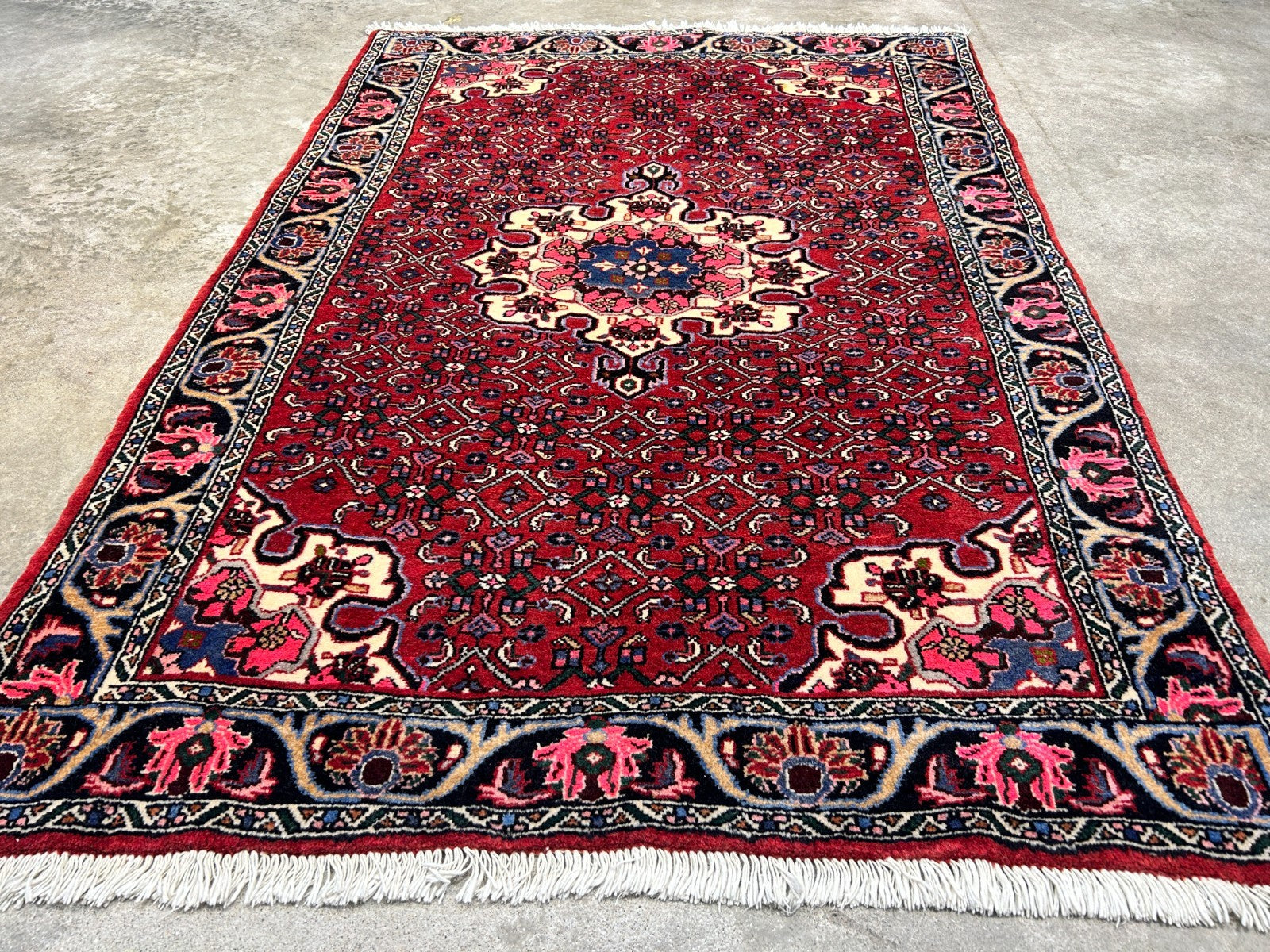 3'7"x5'3" Hand-Knotted 100% Wool Pile Persiane Tribal Bijare Rug