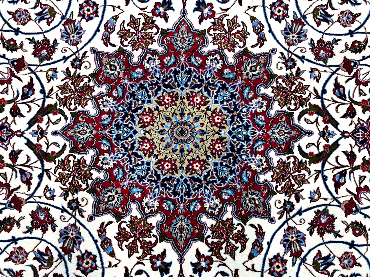 6'6"x10'2" Extra-Fine Hand-Knotted Wool & Silk  Isfahane Seirafian Rug - Signed