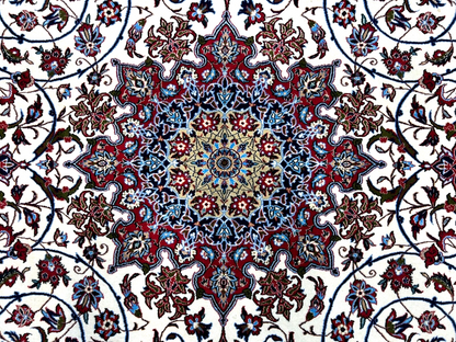 6'6"x10'2" Extra-Fine Hand-Knotted Wool & Silk  Isfahane Seirafian Rug - Signed