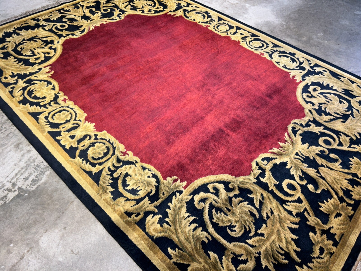 5'11"x8'8'' Hand-Knotted 100% Lamb Wool Pile Tibetan Area Rug - Area Carpet