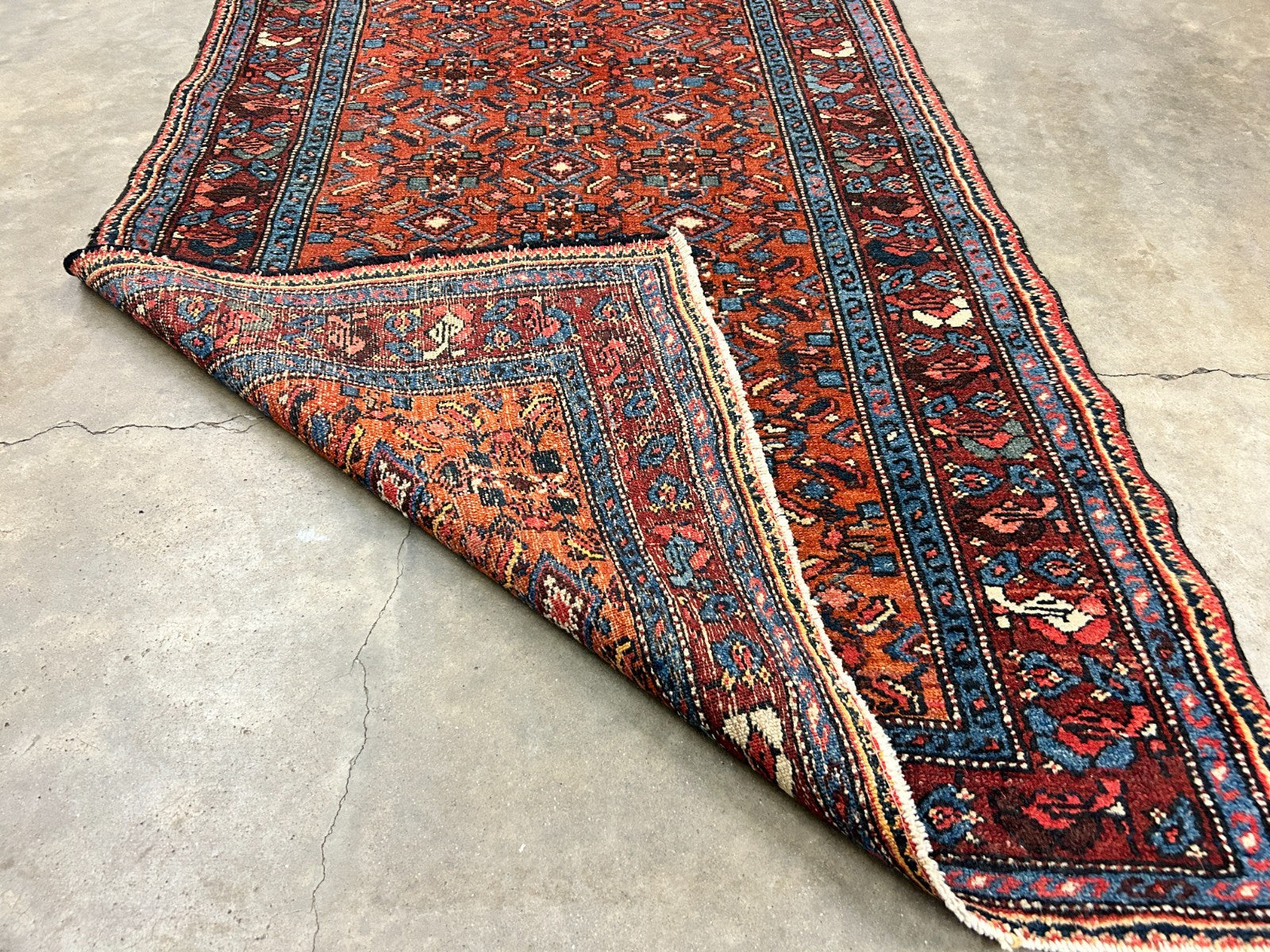 3'4"x6'2" Antique Hand-Knotted 100% Wool Pile Hamadane Area Rug - Carpet