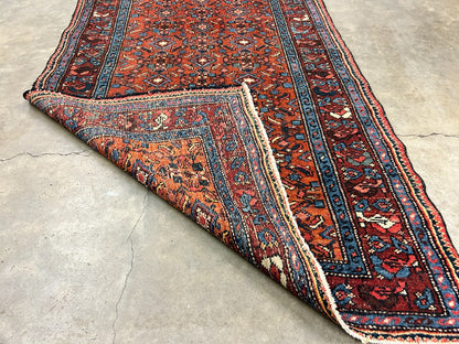 3'4"x6'2" Antique Hand-Knotted 100% Wool Pile Hamadane Area Rug - Carpet