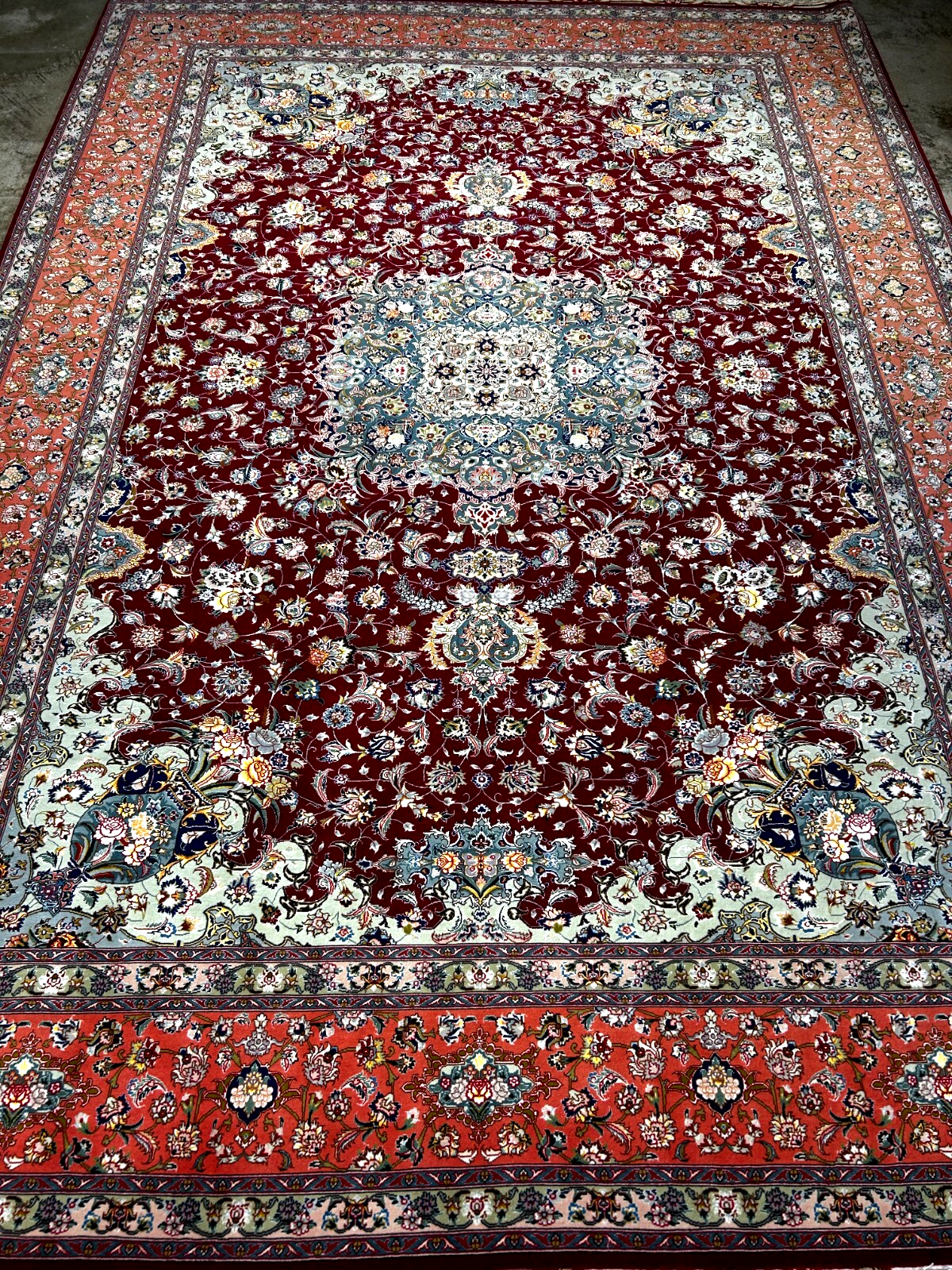 8'x11'7" Extra-Fine 70 Line Silk Foundation Hand-Knotted Wool & Silk Tabrize Rug