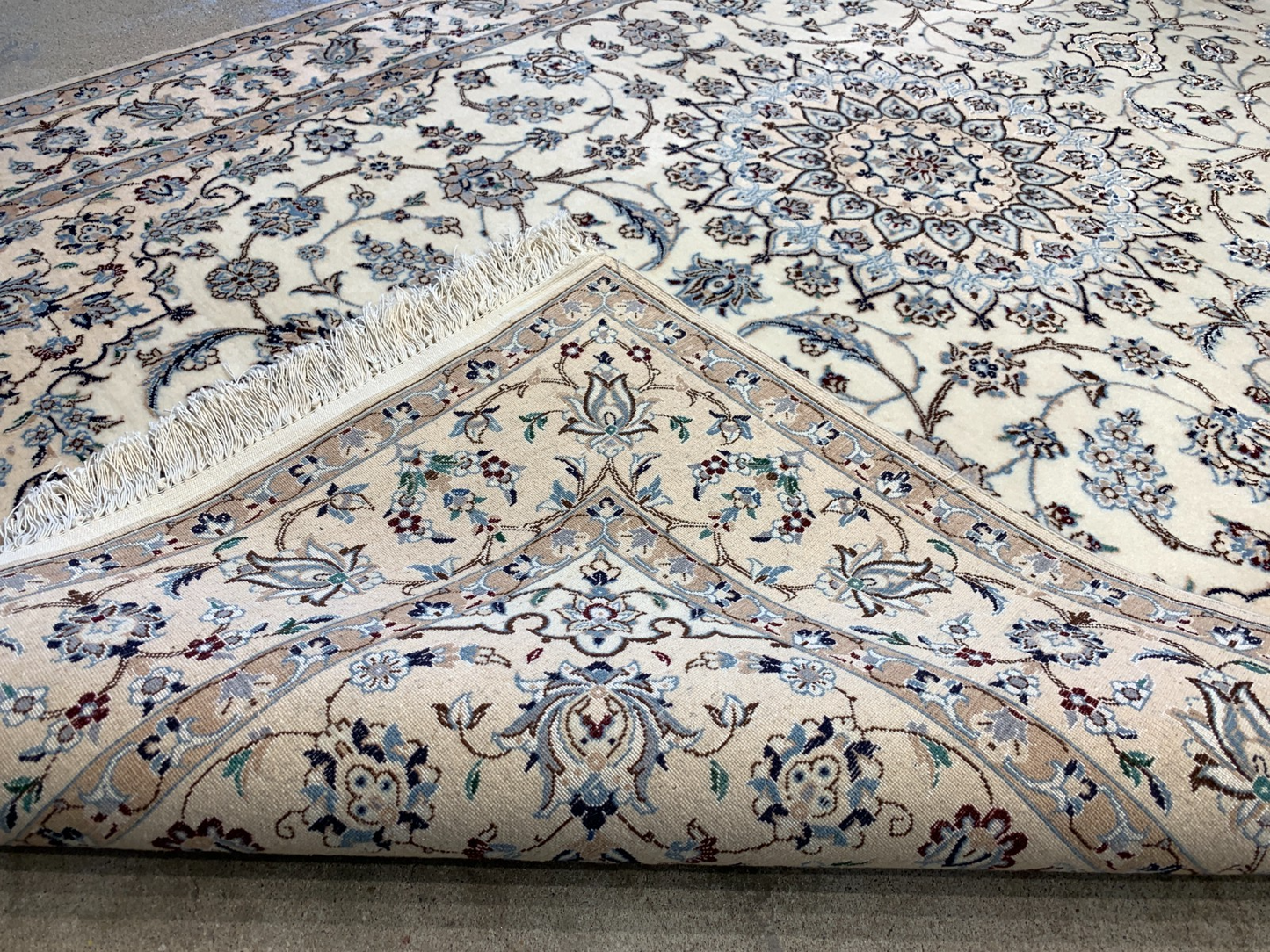 4'x6'4" Fine Hand-Knotted Wool & Silk Blend Naine Carpet - Area Rug
